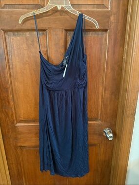 h&m blue one shoulder dress Ladies - Light Blue Crinkled One-Shoulder Dress - Size: L